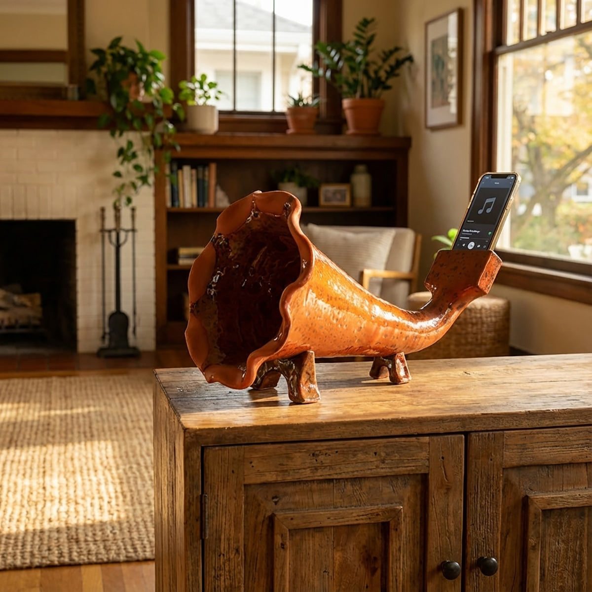 Maroon Horn Ceramic Phone Amplifier – Clay Spire