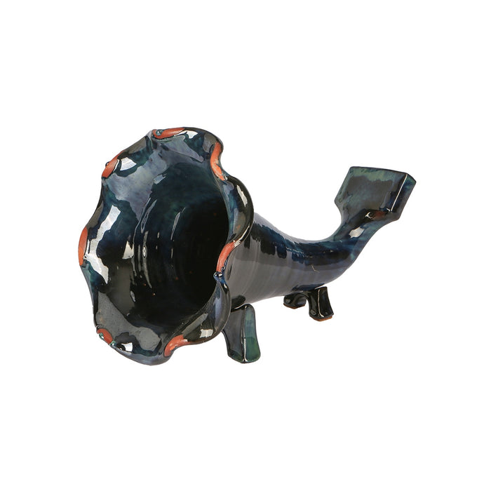 Amplificador de teléfono de cerámica azul caribeño hecho a mano: regalo de diseño hecho a mano