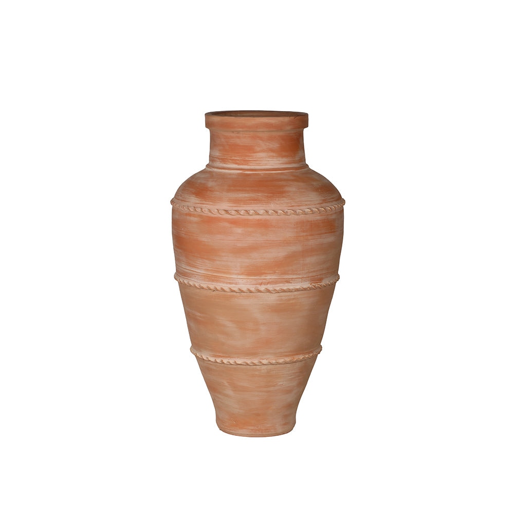 Triple band garden style terracotta decorative planter, handmade by Clayspire.