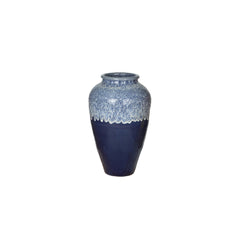 Blue drip glazed ceramic decorative planter, handmade by Clayspire.