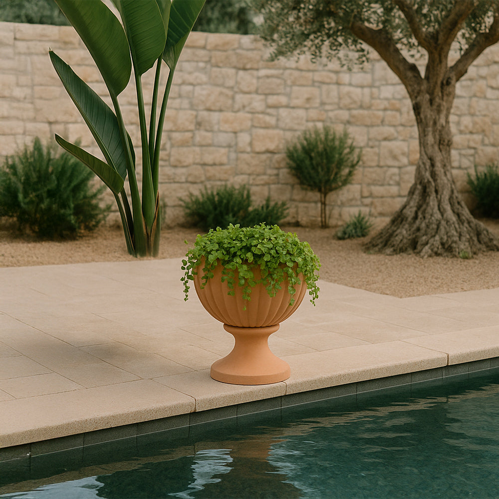 Fluted Wide Lip Decorative Terracotta Planter