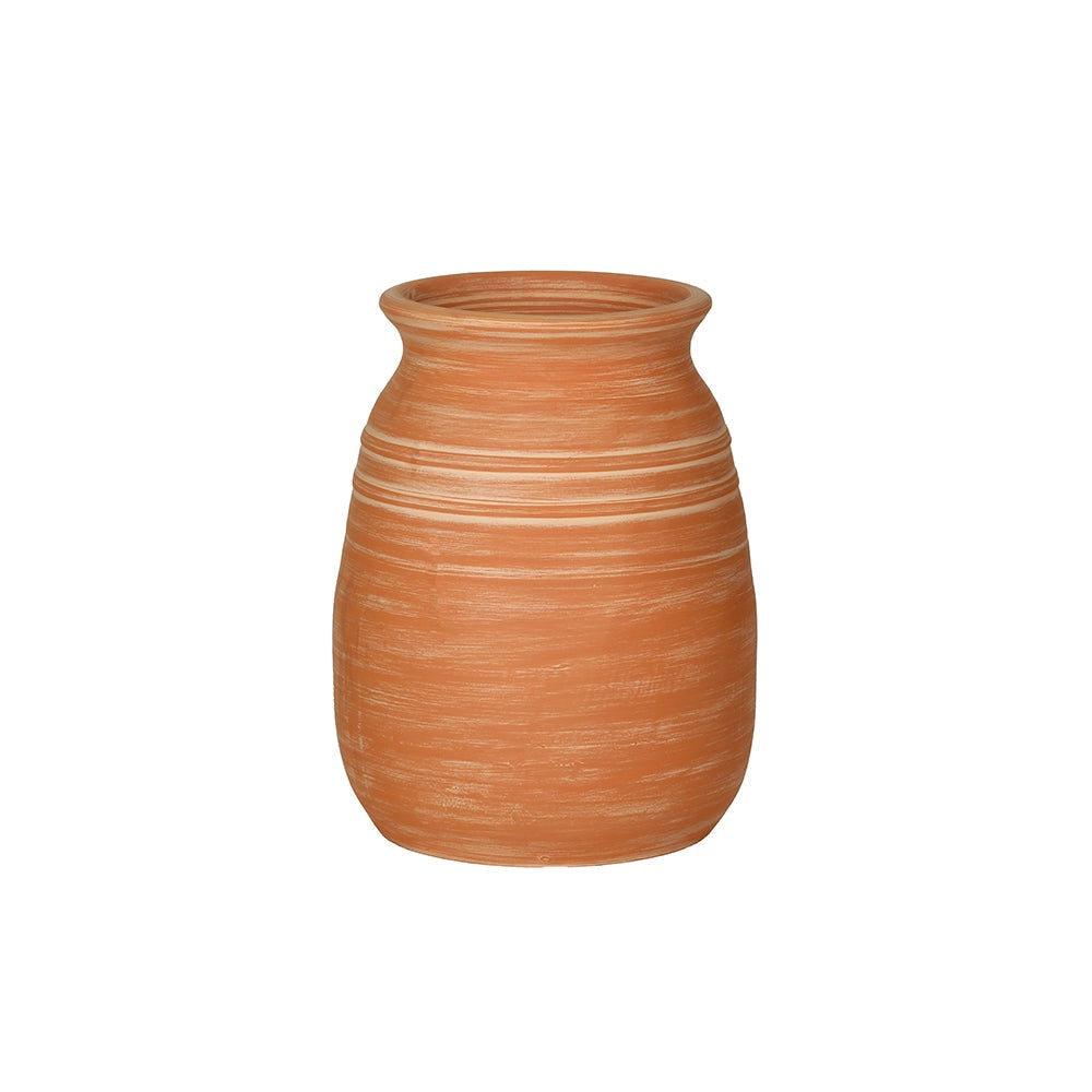 Jardinera decorativa de terracota con borde en espiral