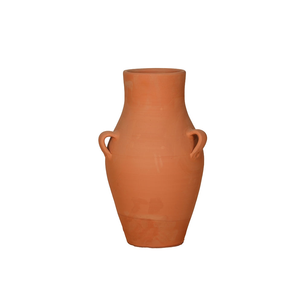 Gebogener Terrakotta-Pflanztopf im Gartenstil mit zwei Griffen