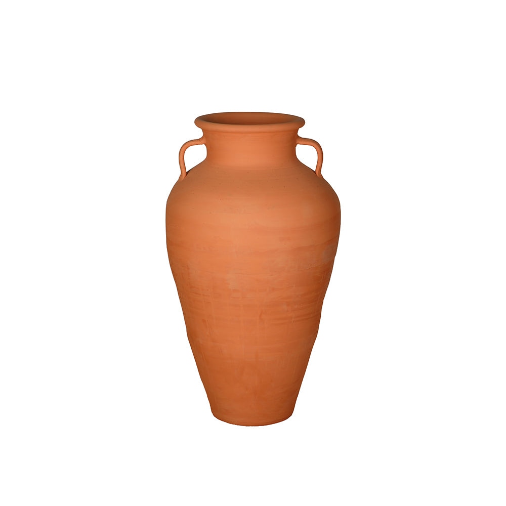 Terrakotta-Pflanzgefäß im Gartenstil mit gebogenem Griff