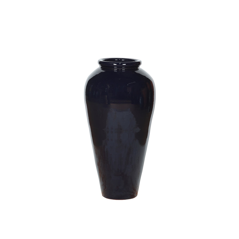 Midnight tall glazed ceramic decorative planter, handmade by Clayspire.