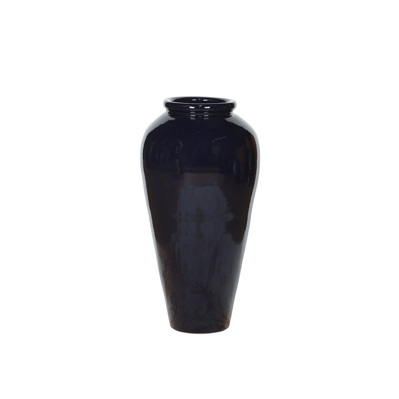 Midnight tall glazed ceramic decorative planter, handmade by Clayspire.