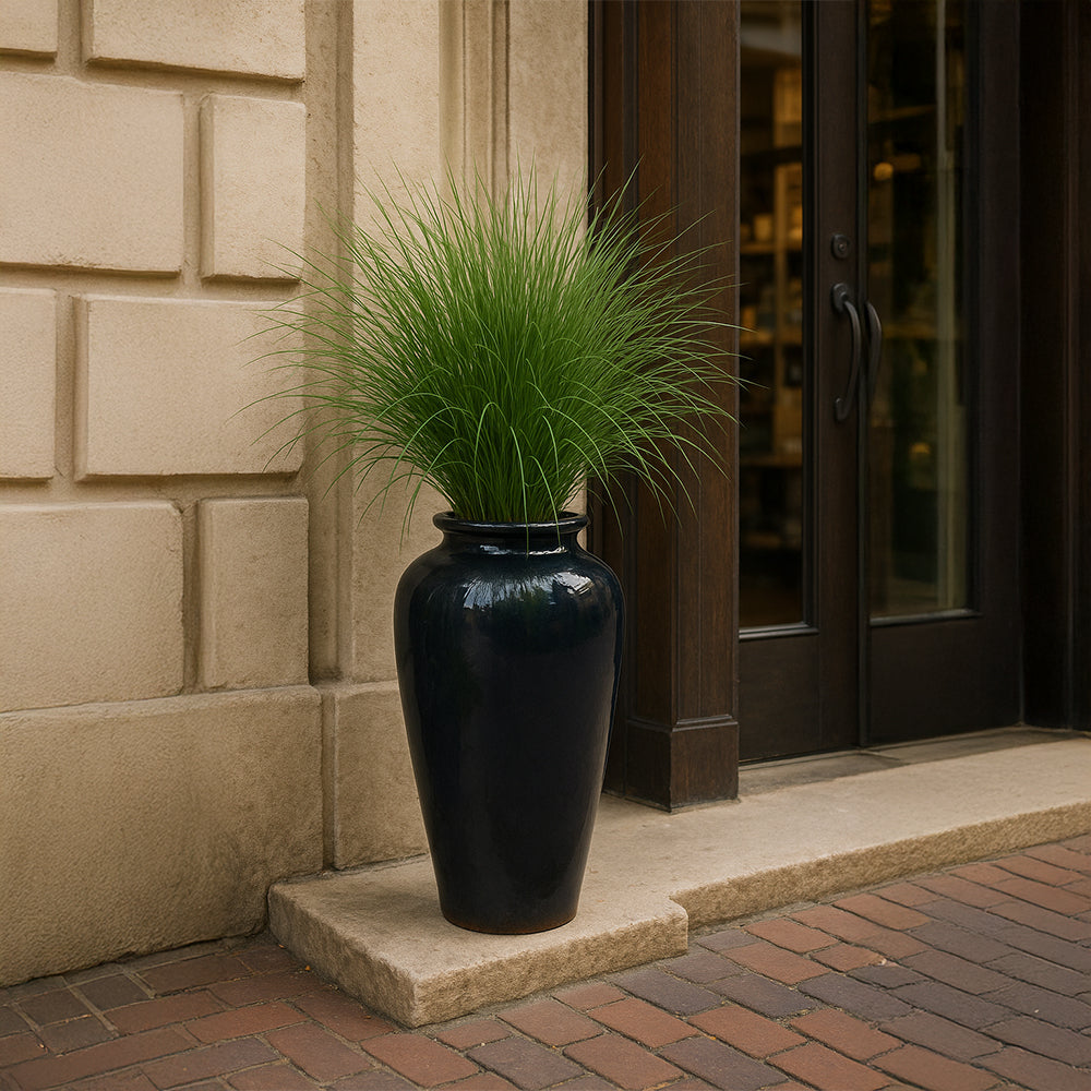 Mitternachtsblauer hoher dekorativer Keramik-Pflanztopf