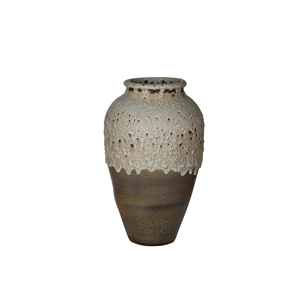 Drip brown glazed ceramic decorative planter, handmade by Clayspire.