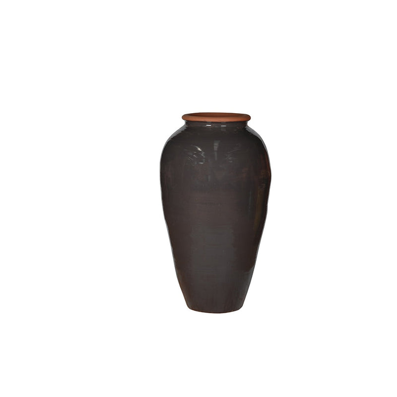 Deep umber glazed ceramic decorative planter, handmade by Clayspire.