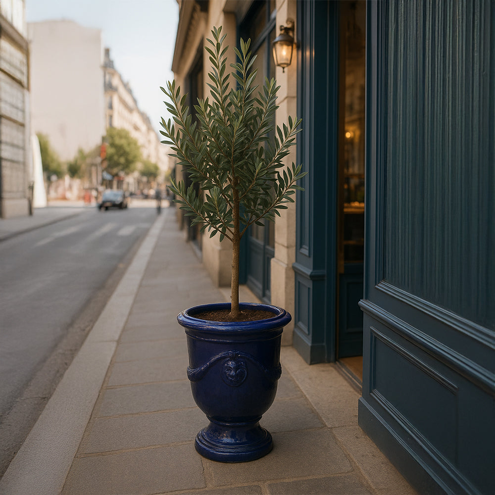 Jardinera de cerámica estilo jardín azul cielo