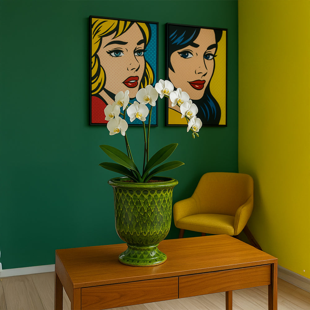 Maceta decorativa de cerámica Vanduze verde