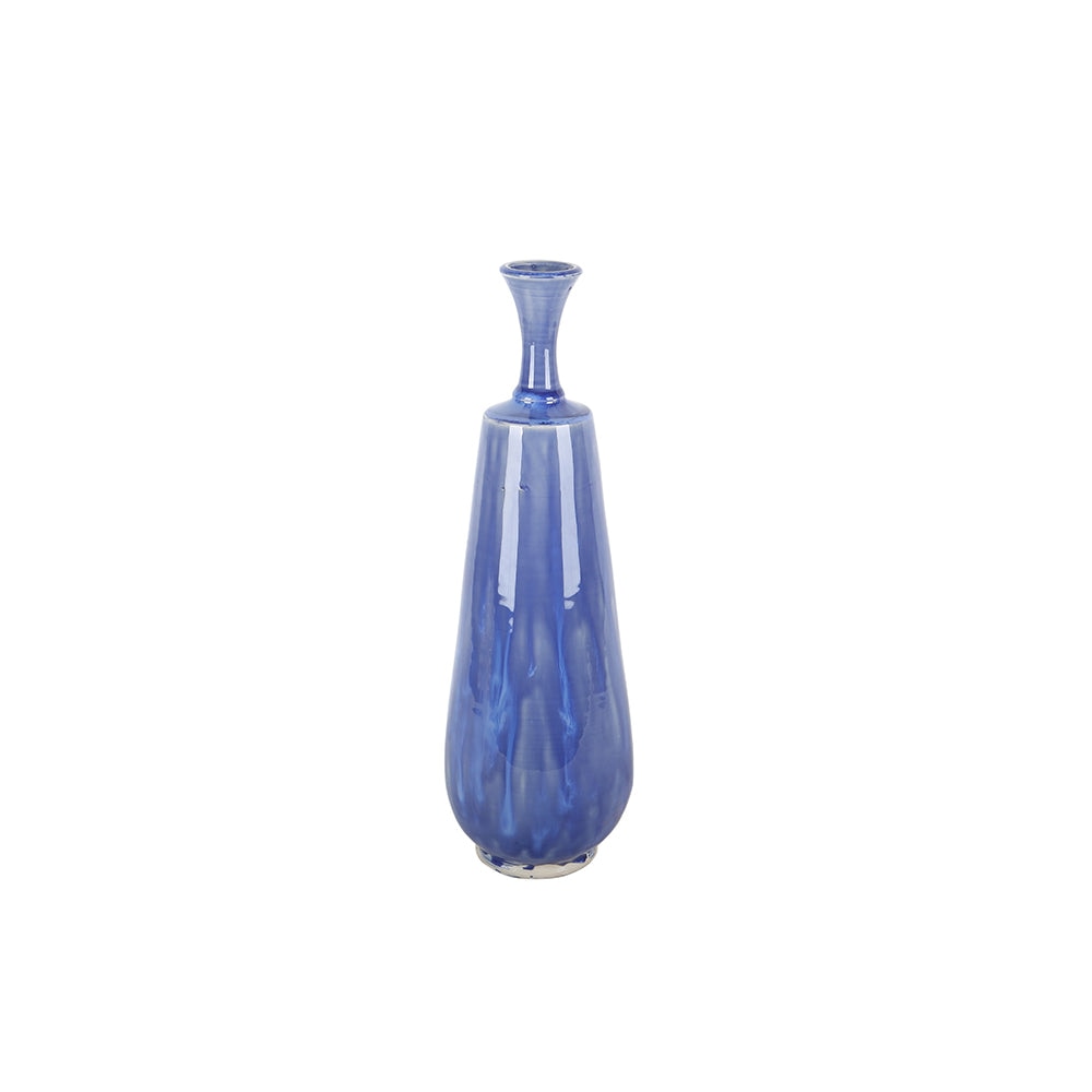 Blue Bottle Neck Ceramic Vase