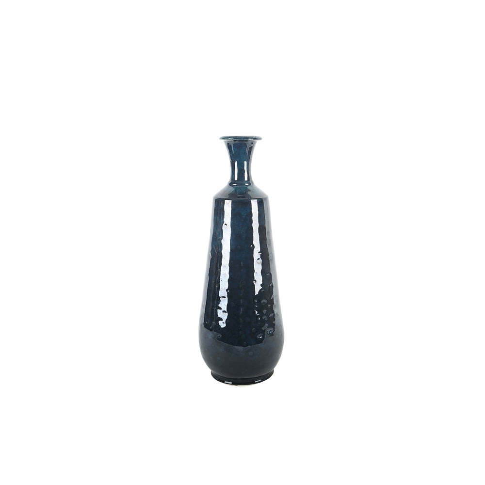 Midnight Blue Hammered Ceramic Vase