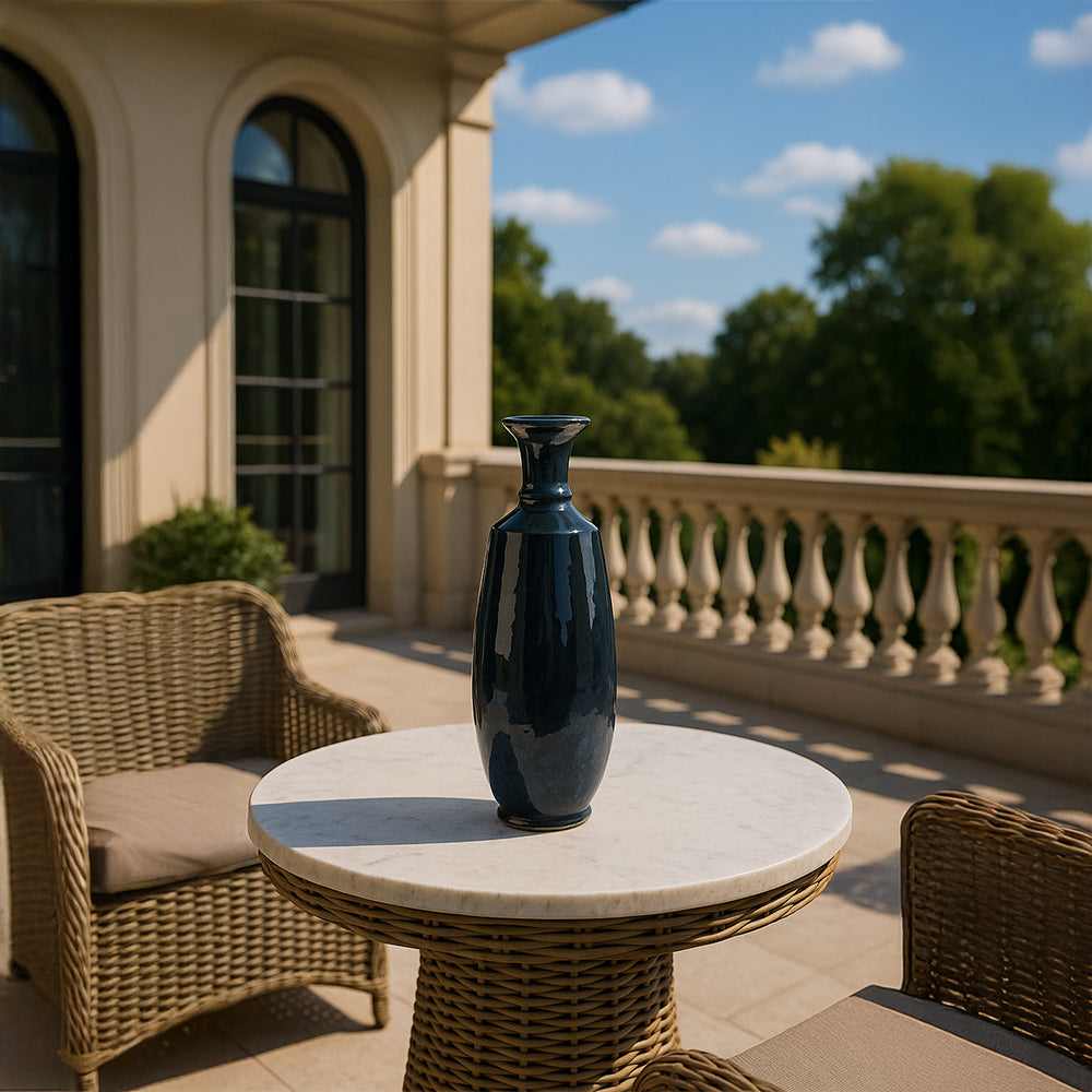 Indigo Oval Ceramic Vase