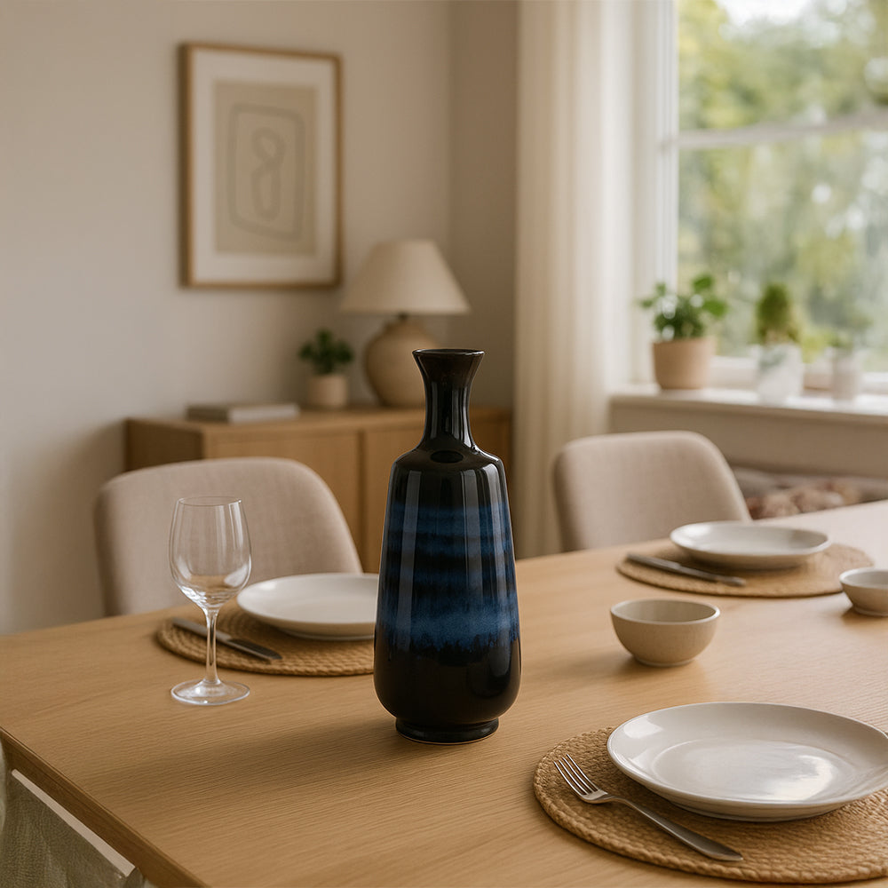 Ombre Midnight Blue Ceramic Vase