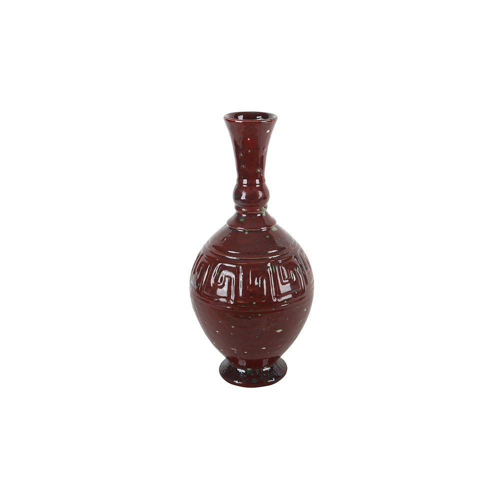 Burgundy Patterned Decorative Ceramic Vase