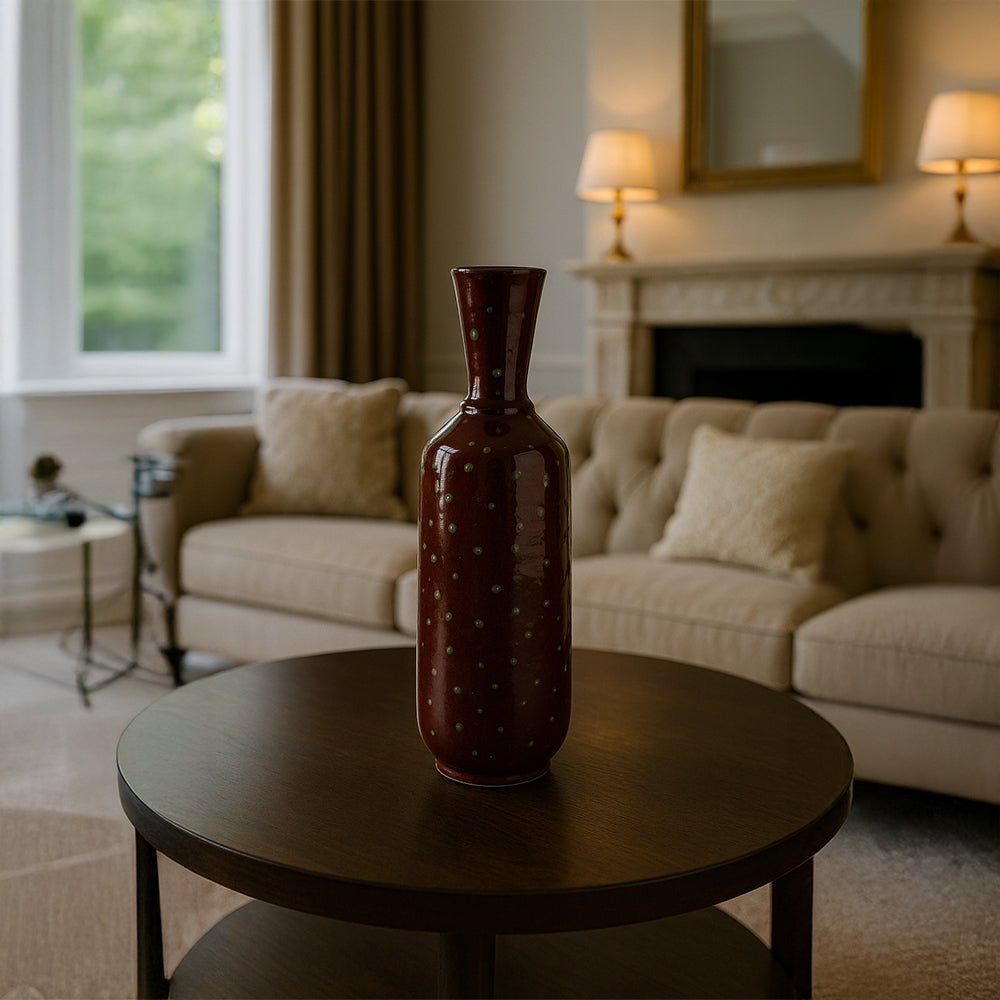 Deep Red Speckled Decorative Ceramic Vase