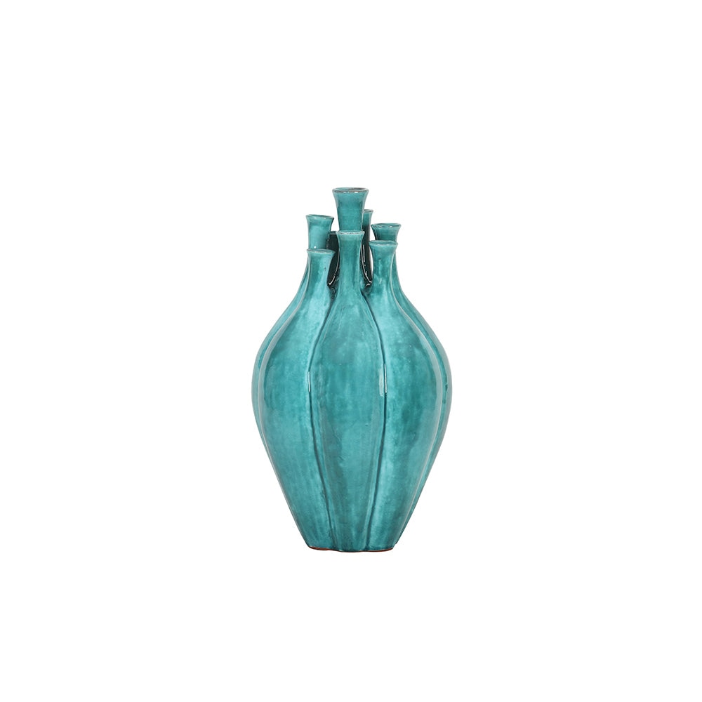 Turquoise Multi-Neck Decorative Ceramic Vase