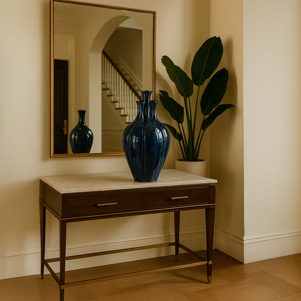 Blue Multi-Neck Decorative Ceramic Vase