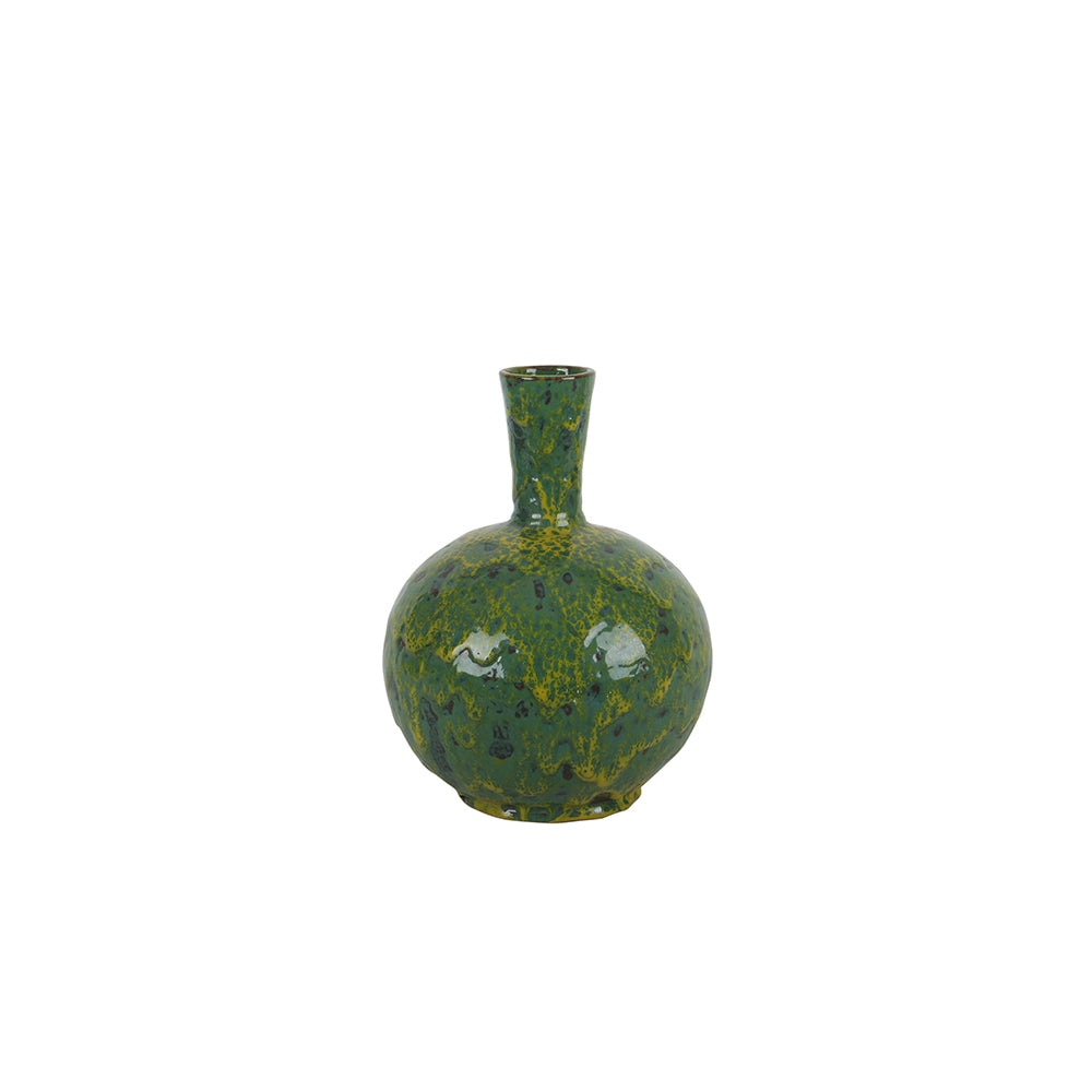 Green Lava Round Body Decorative Ceramic Vase