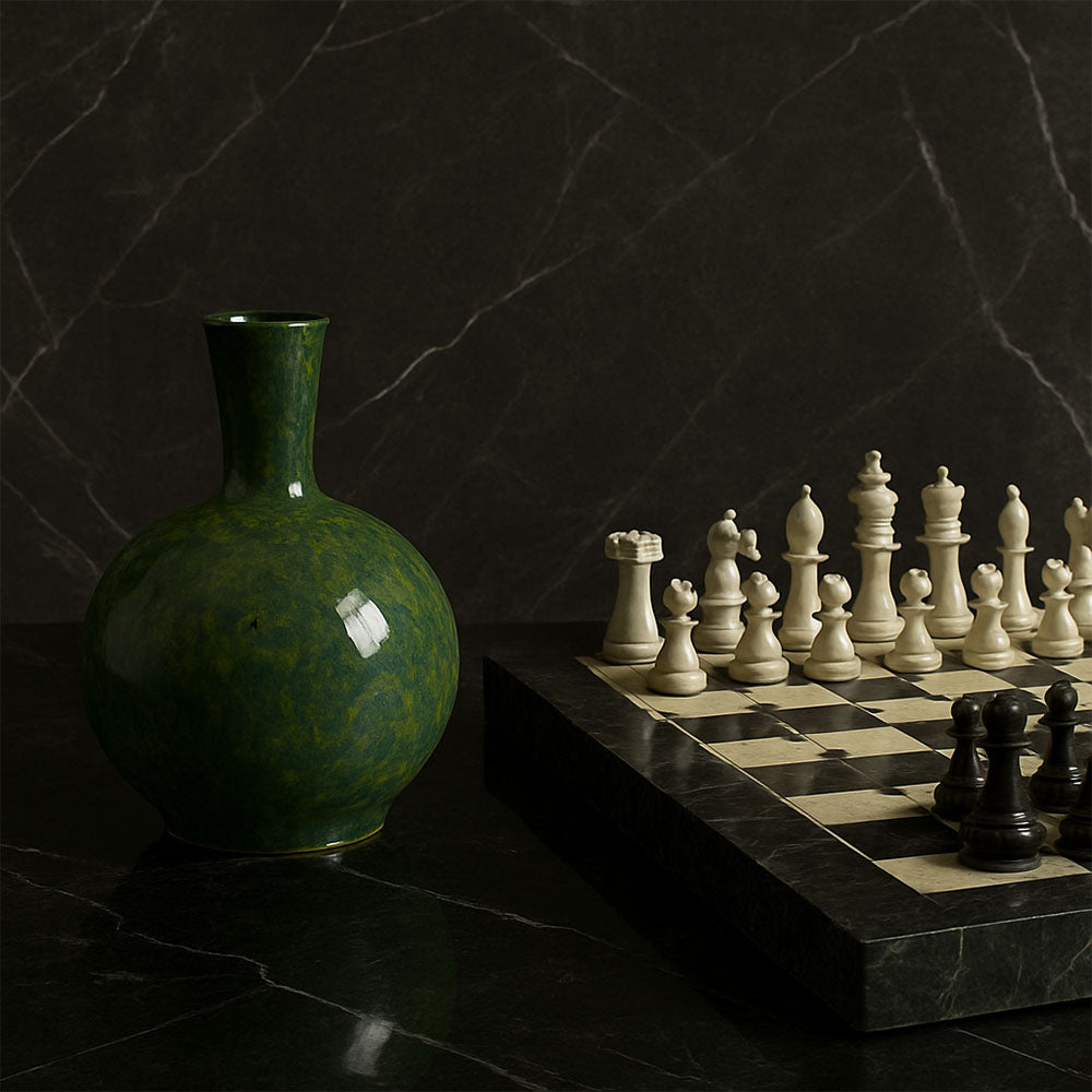 Green Lava Round Body Decorative Ceramic Vase