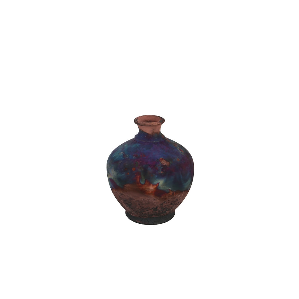 Cosmic Raku Style Round Body Ceramic Vase