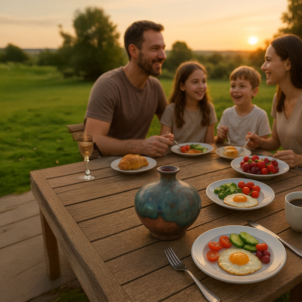 Jarrón de cerámica de cuello ancho estilo Aqua Raku