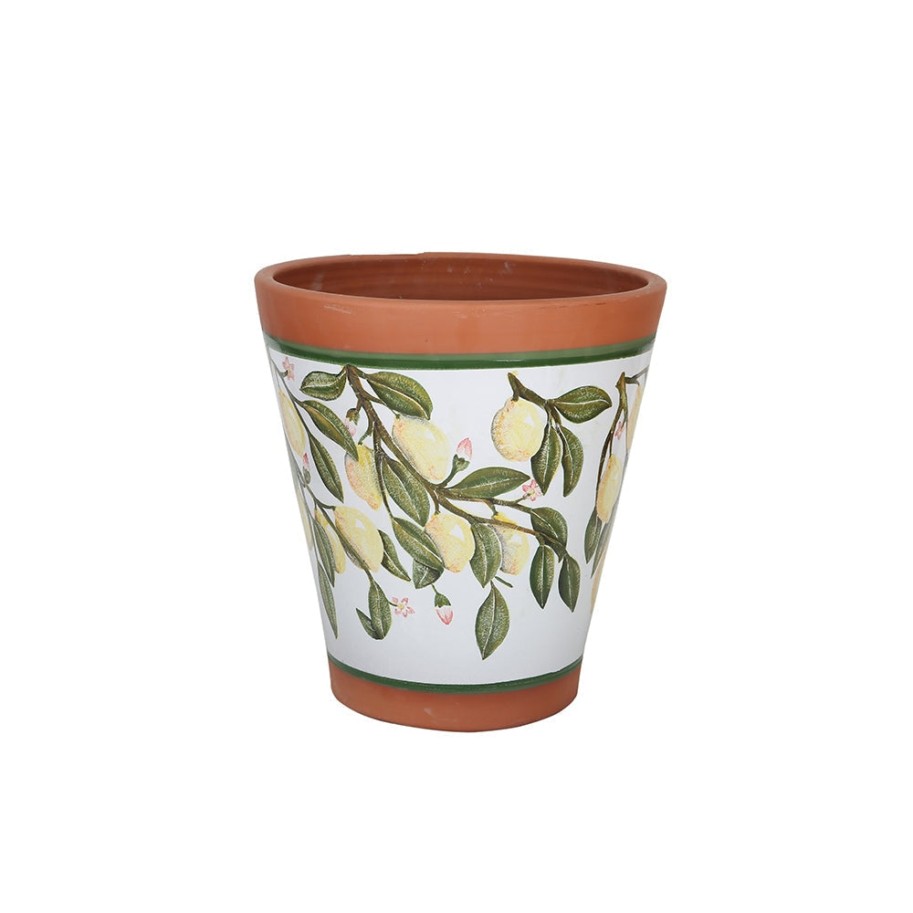Maceta de terracota con motivo de limón