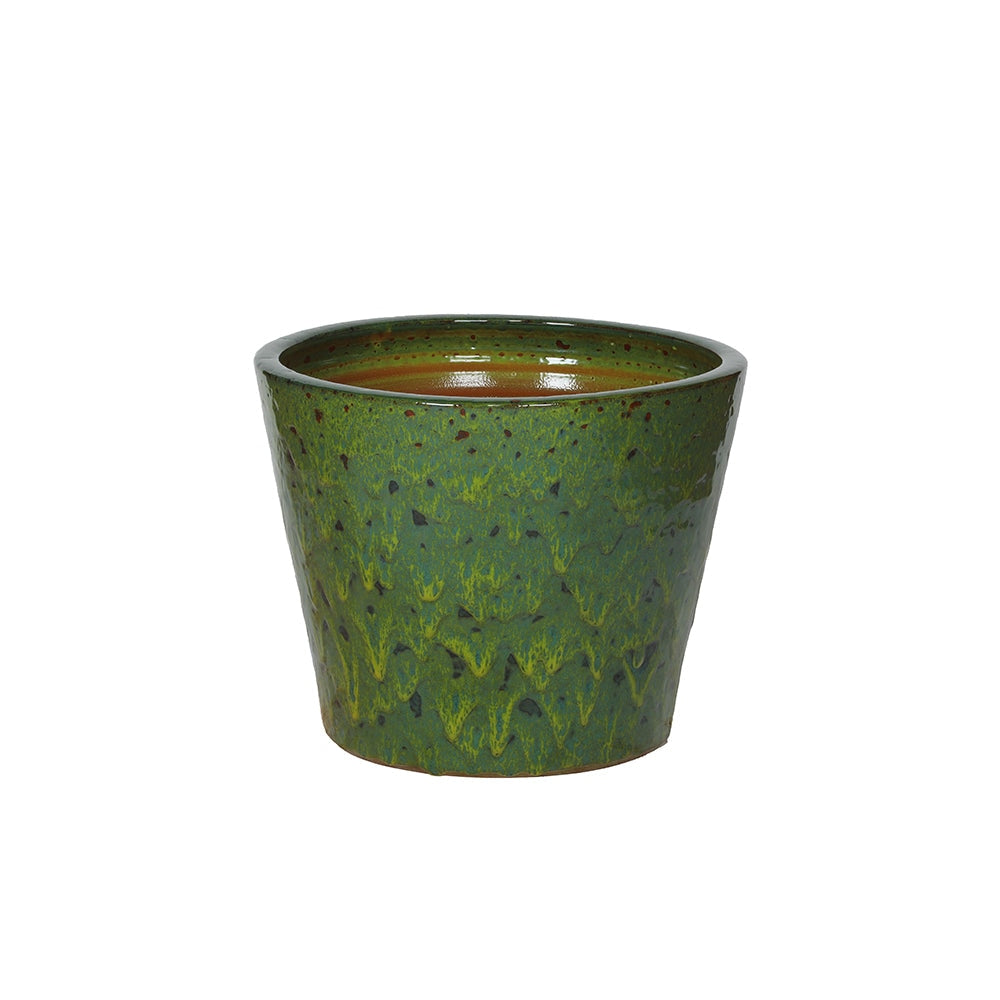 Maceta de cerámica verde bosque