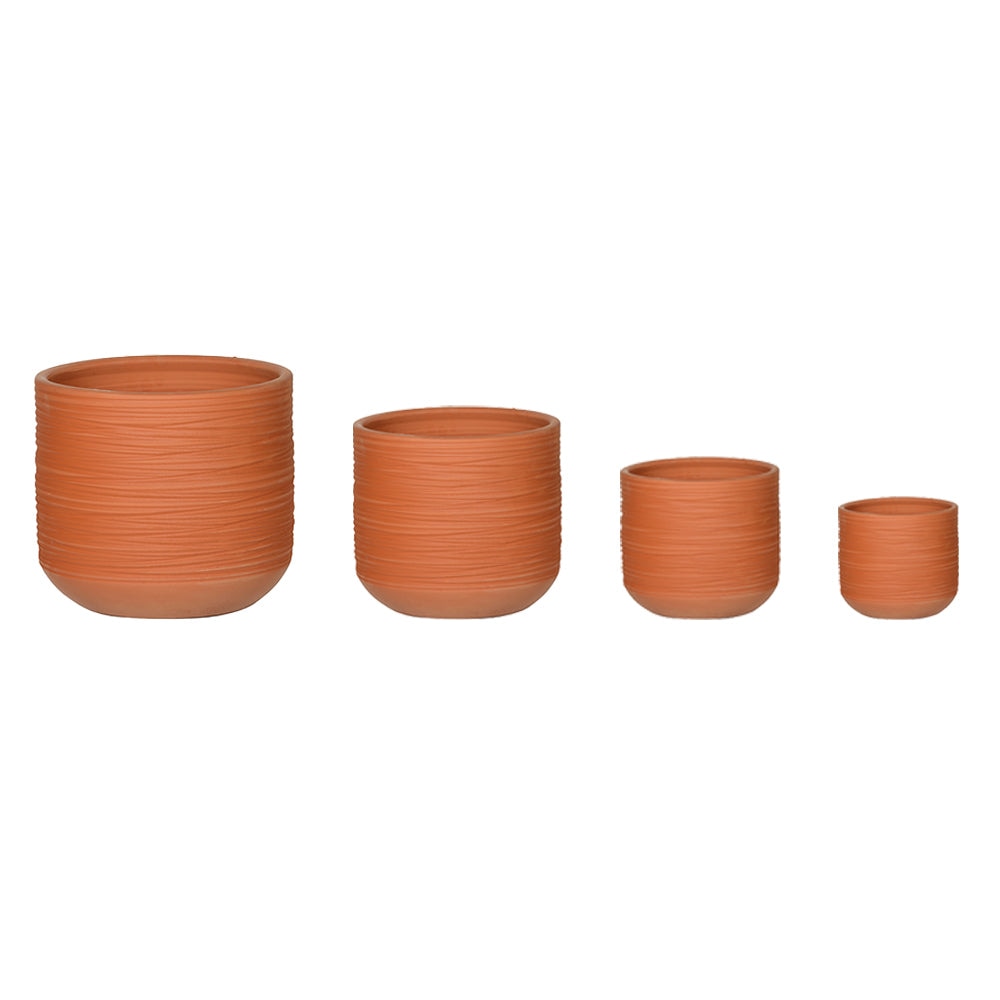 Juego de macetas redondas de terracota texturizadas