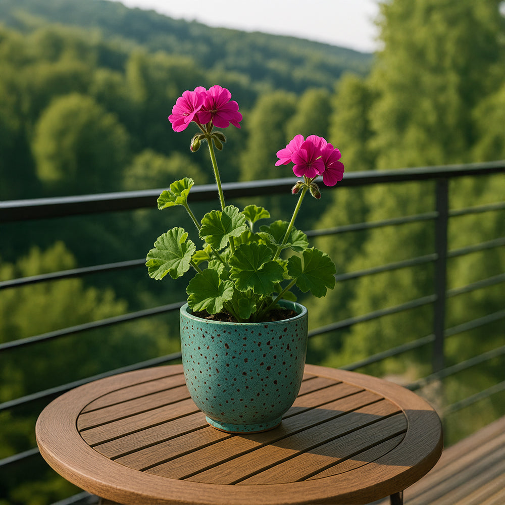 Maceta de cerámica de lava turquesa