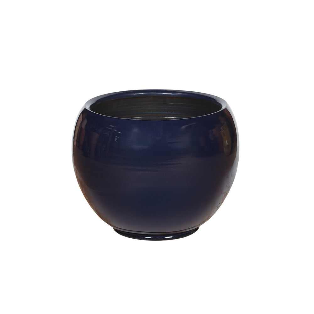 Maceta redonda de cerámica azul marino