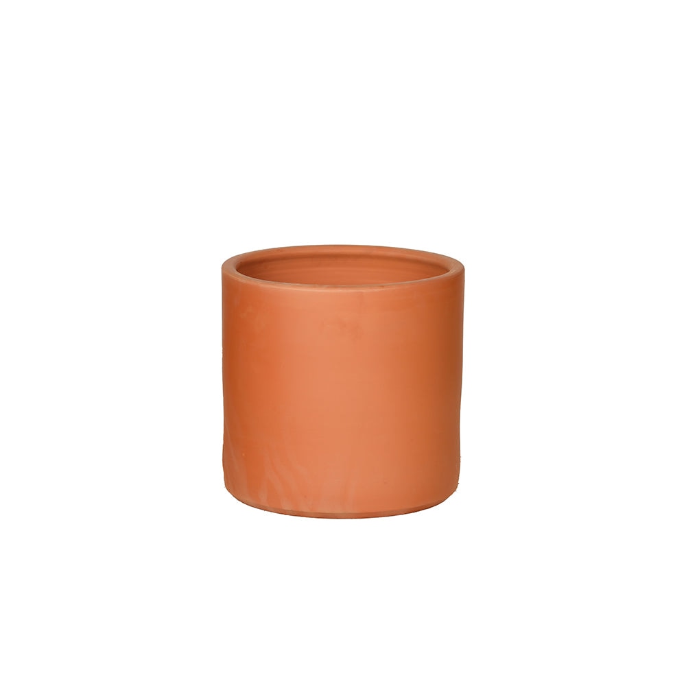 Gerader zylindrischer Terrakotta-Blumentopf