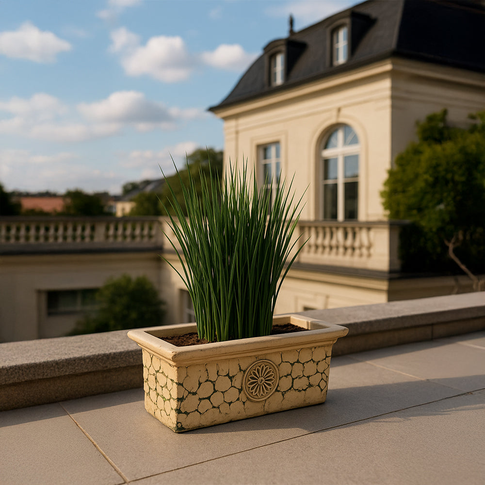 Maceta de terracota para exterior de color crema