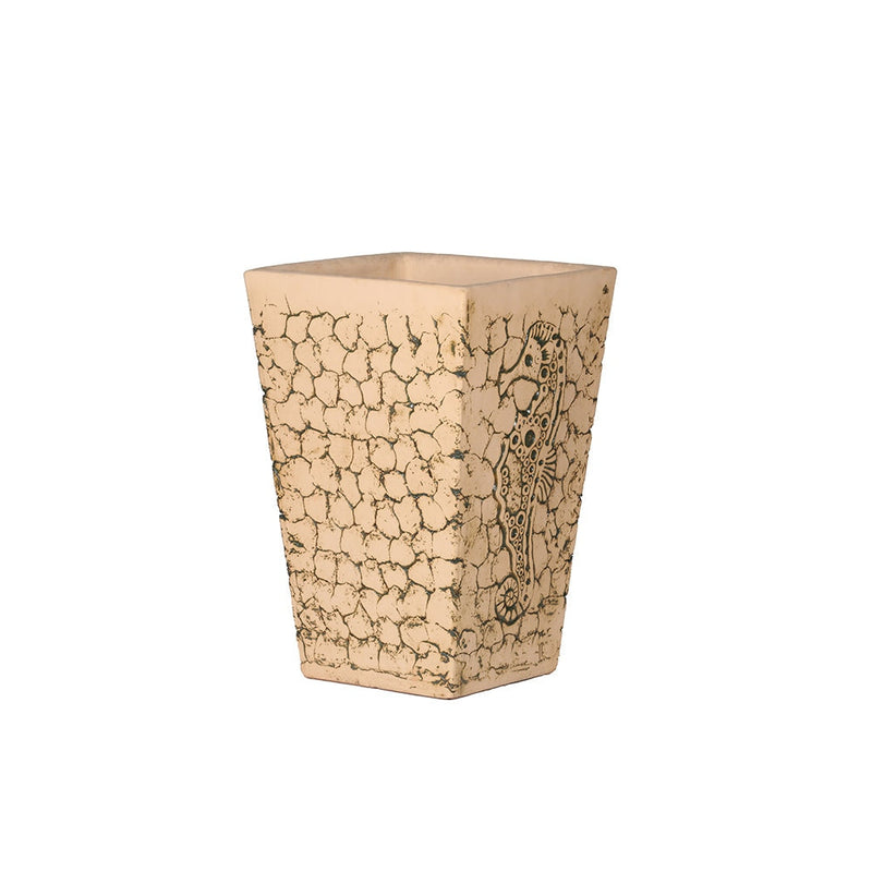 Nautical square pedestal rustic terracotta outdoor planter, handmade by Clayspire.
