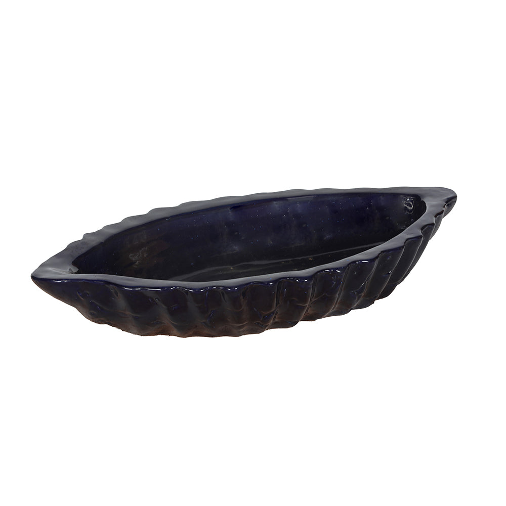 Navy Oyster Shape Ceramic Planter Bowl