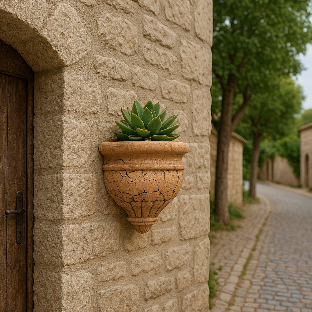 Cream Shell Wall Mount Terracotta Planter Bowl