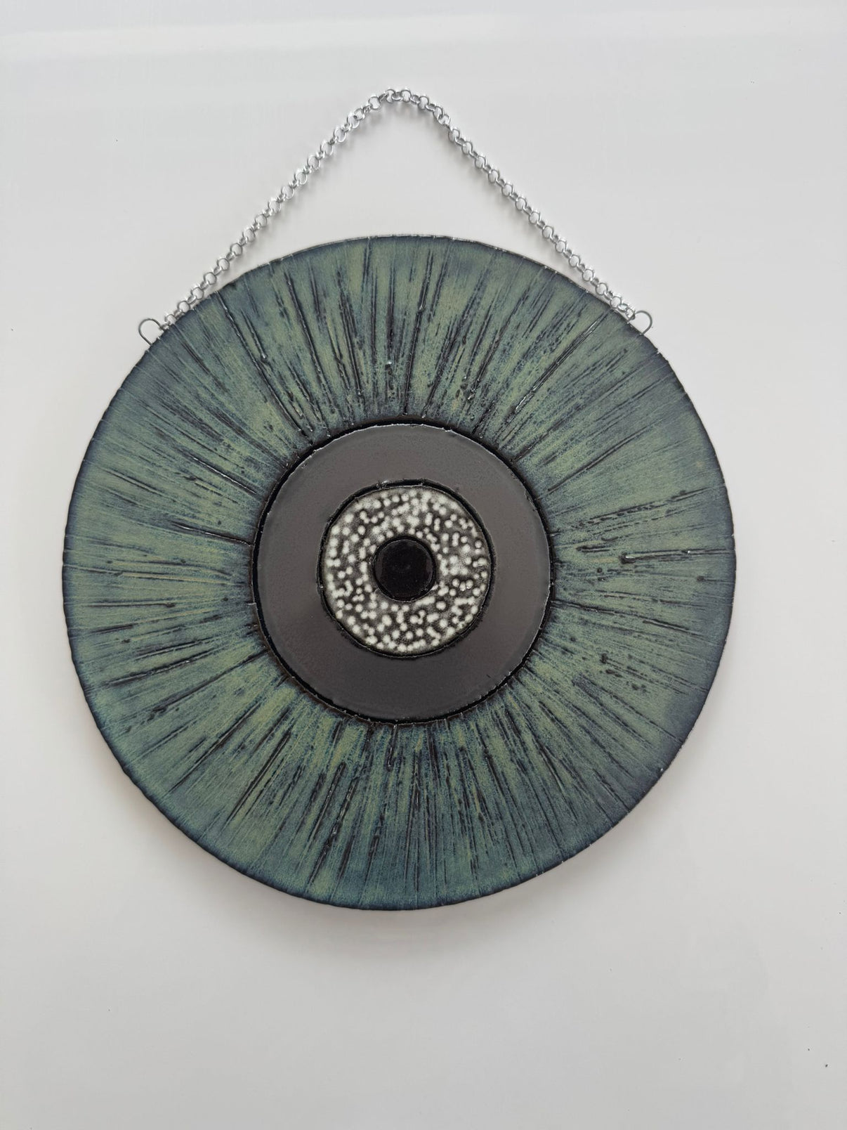 Green Sunburst Ceramic Wall Art