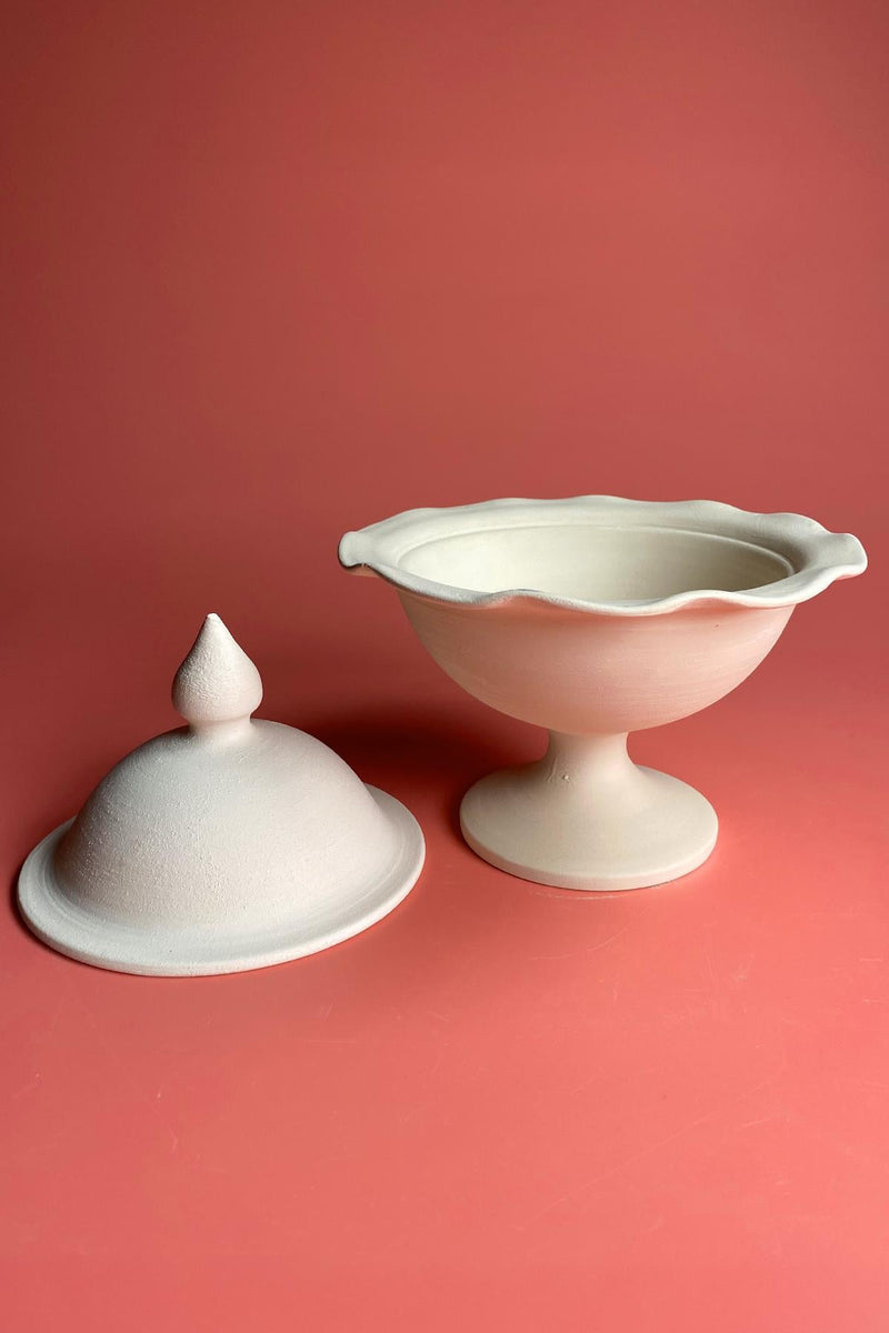 Footed Candy Bowl Ceramic Bisque