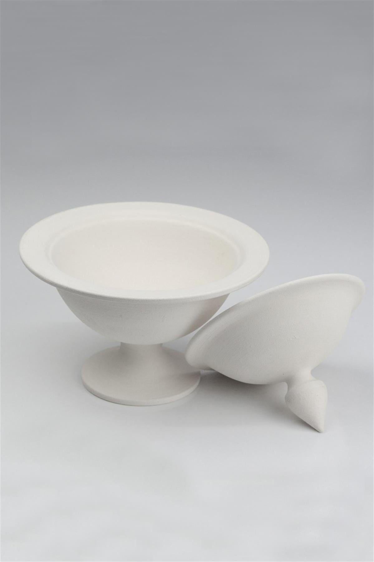 Footed Candy Bowl Ceramic Bisque