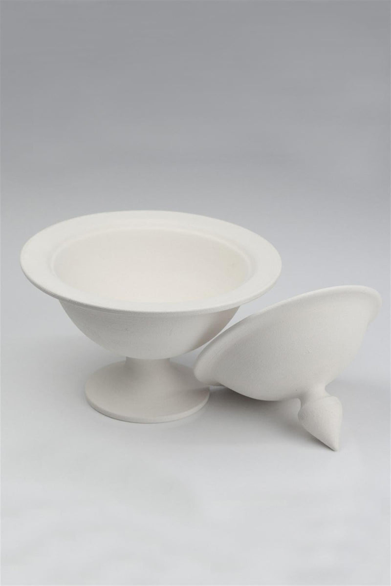 Footed Candy Bowl Ceramic Bisque