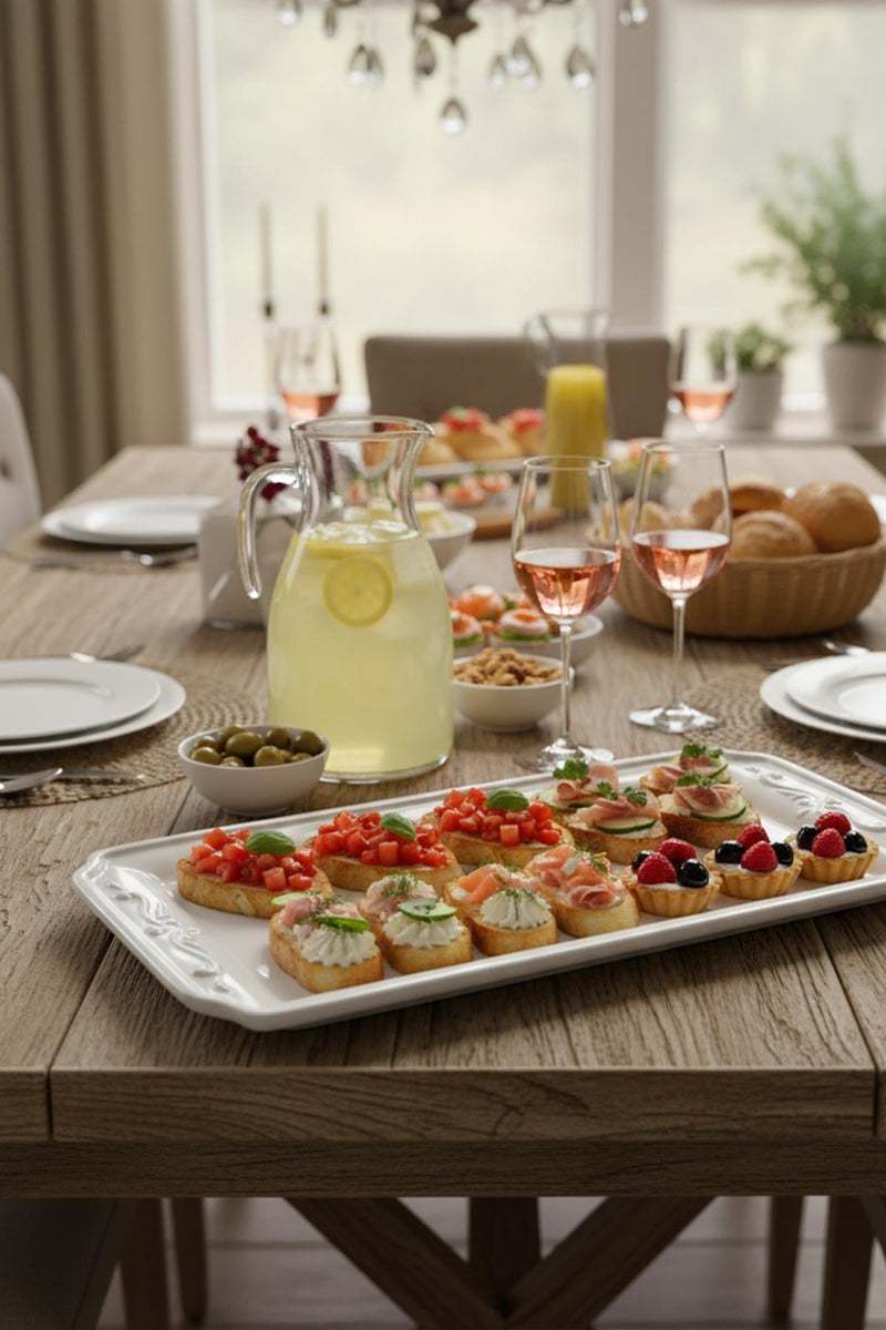 Decorative Patterned Rectangular Tray Ceramic Bisque