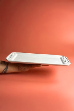 Decorative Patterned Rectangular Tray Ceramic Bisque