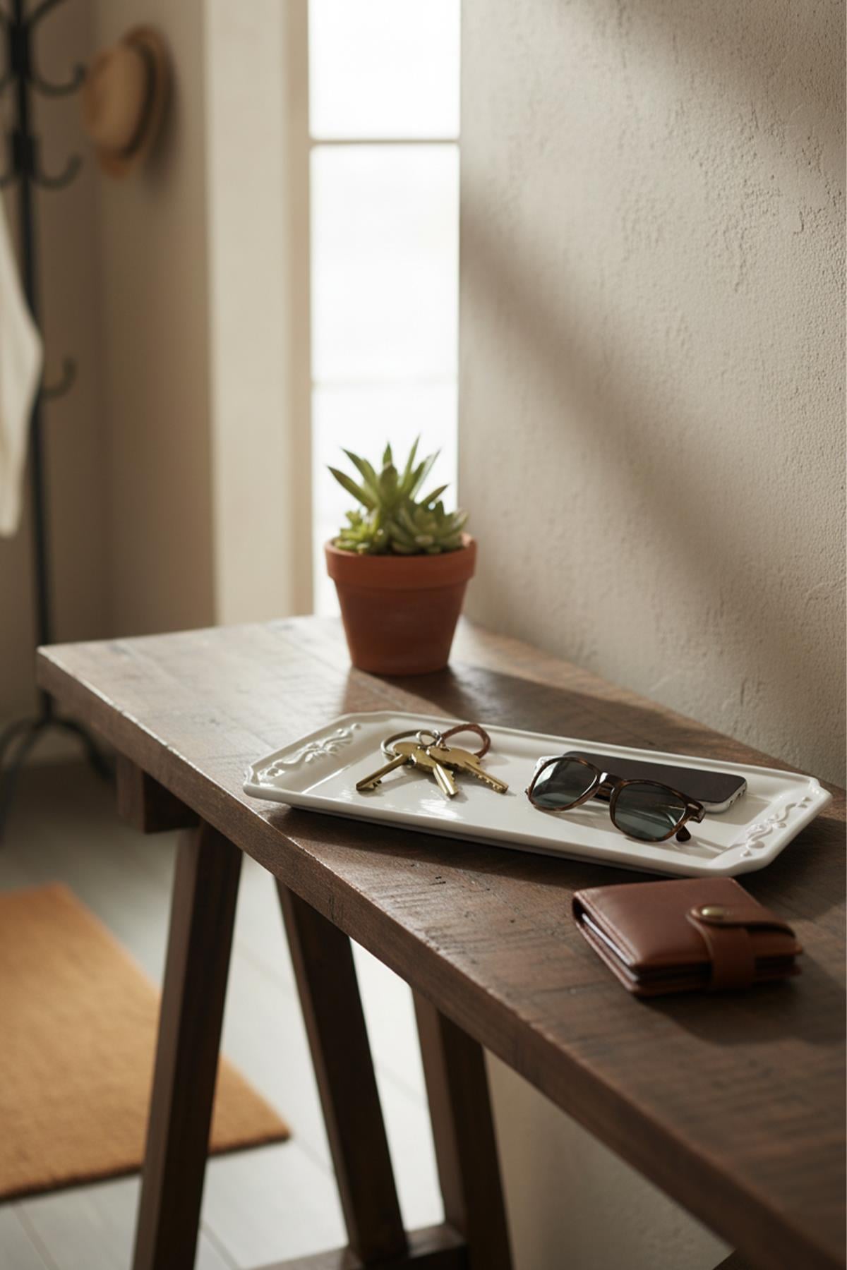 Decorative Patterned Rectangular Tray Ceramic Bisque