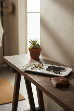 Decorative Patterned Rectangular Tray Ceramic Bisque
