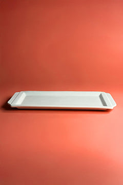 Flat Handled Serving Tray Ceramic Bisque