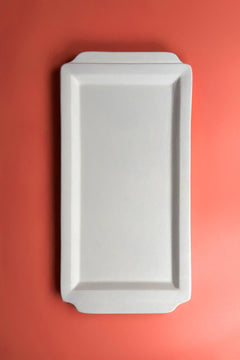 Flat Handled Serving Tray Ceramic Bisque