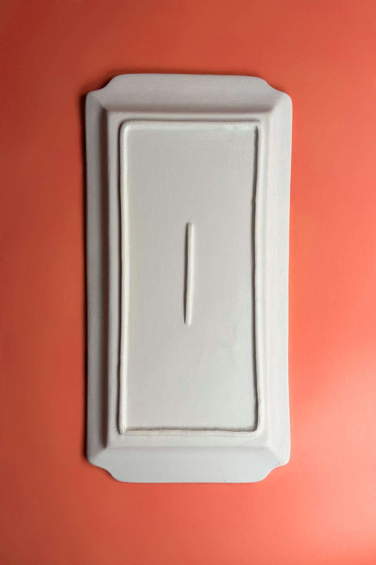 Flat Handled Serving Tray Ceramic Bisque