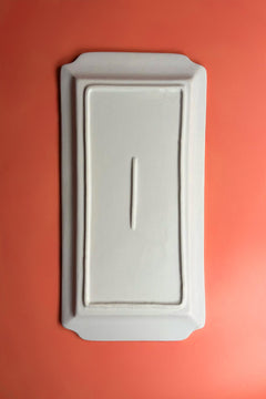Flat Handled Serving Tray Ceramic Bisque