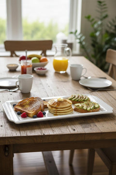 Flat Handled Serving Tray Ceramic Bisque